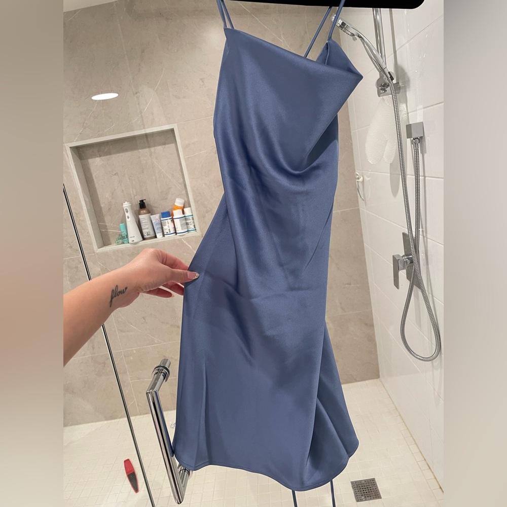 NEW Meshki Elegant Blue Satin Dress
